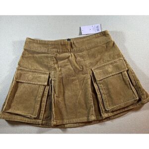 Y2K Pleated Mini Skirt Corduroy  S Golden Yellow Cargo 1/4 Zip Wild Fable NWT‎